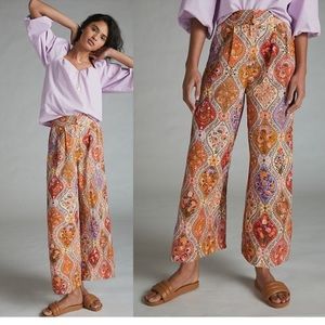 Farm Rio X Anthropologie Toscana Pleated Wide Leg Pants size large